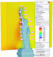 Sonde dei risultati del campo di pressione definite sulla mesh del volume finito
